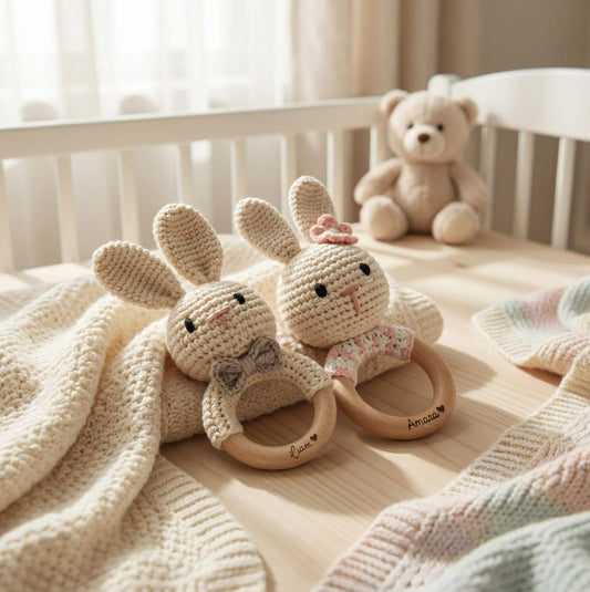 Handmade Crochet Animal Baby Rattle Teether